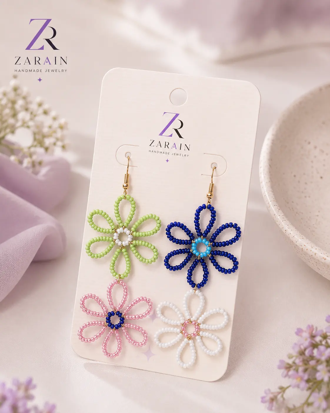 Pastel Bloom Beaded Earrings